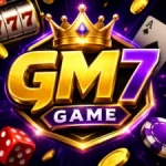 GM7 Game logo with crown, casino chips, dice, and glowing purple gaming background