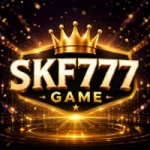 SKF777 Game golden logo with premium dark background and glowing effects